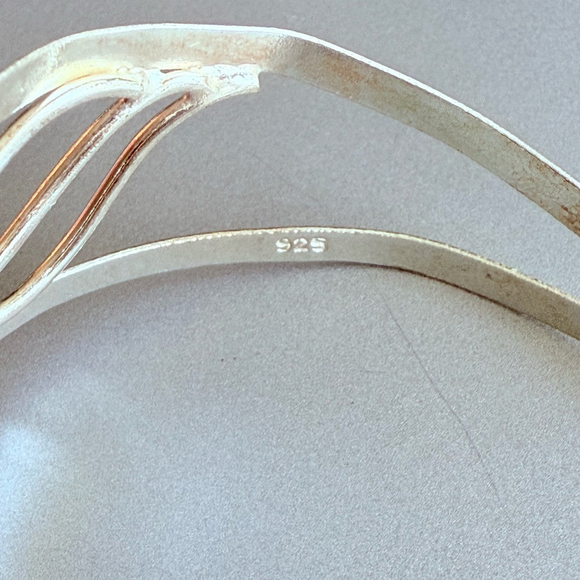 HUGE Vintage 925 Sterling Silver 70ct Labradorite Cuff Bracelet - Picture 5 of 9